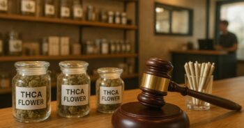 Texas hampabutik med THCA-blomsterprodukter och en domarklubba