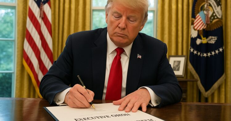 Trump undertecknar en order om att snabba upp psykedelisk forskning i Oval Office.