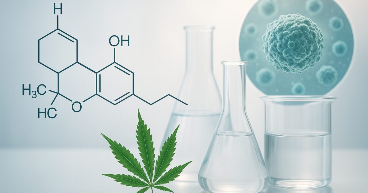 Cannabisforskning i laboratorium med celler och provrör