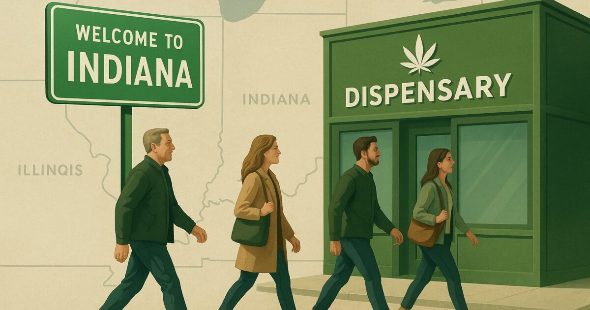Indiana-bor nära en laglig cannabisbutik över delstatsgränsen