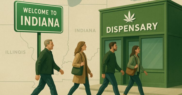 Indiana-bor nära en laglig cannabisbutik över delstatsgränsen