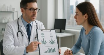 Forskare och patient i samtal om cannabisstudie för IBD