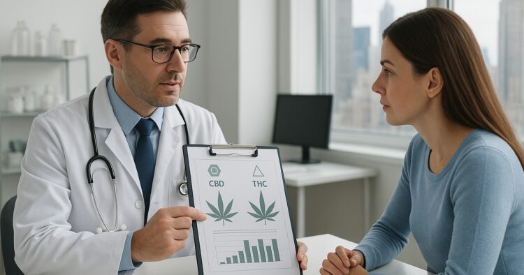 Forskare och patient i samtal om cannabisstudie för IBD