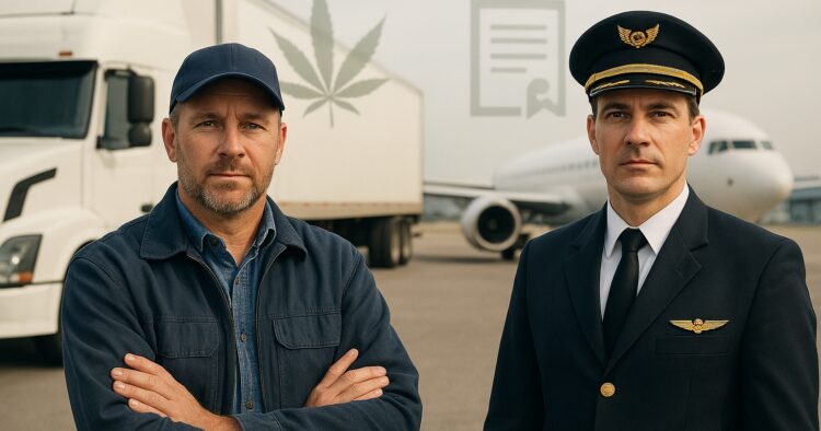 Lastbilschaufför och pilot i bild över cannabis och regler
