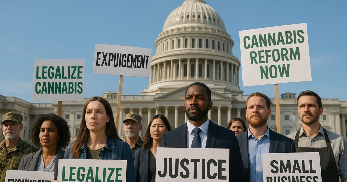 Aktivister utanför Capitol Hill kräver cannabisreform och rättvisa