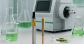 Laboratorium som jämför cannabis vape och joint