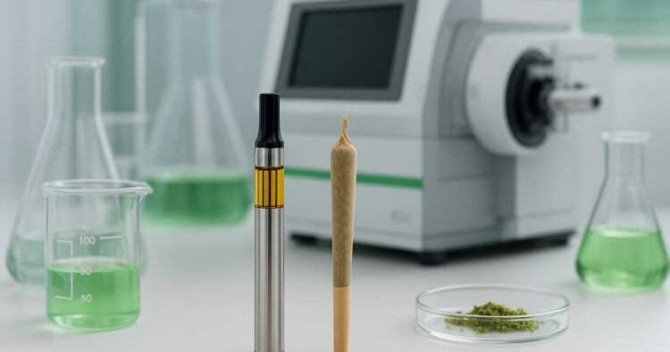 Laboratorium som jämför cannabis vape och joint