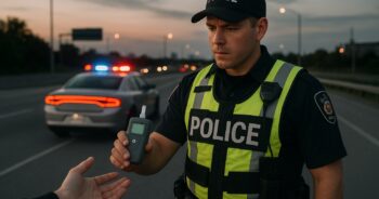 Kanadensisk polis genomför nykterhetskontroll vid vägkanten