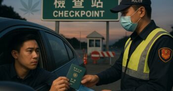 Taiwanesisk trafikmyndighet och förare vid vägkontroll