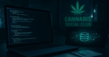 Illustration av dataläckan som drabbade cannabis clubs och medlemmars personuppgifter.