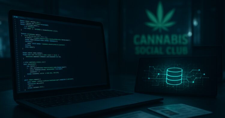 Illustration av dataläckan som drabbade cannabis clubs och medlemmars personuppgifter.