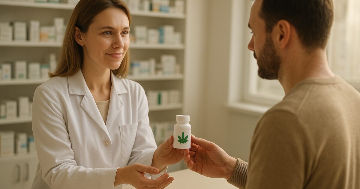 Apotek i Ukraina där medicinsk cannabis lämnas ut till patient