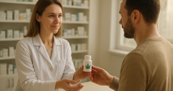 Apotek i Ukraina där medicinsk cannabis lämnas ut till patient