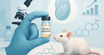 Illustration af CBD-forskning i laboratoriet med fokus på hormon- og testikelsundhed
