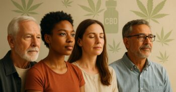 Forskellige generationer med cannabis- og CBD-temaer i et roligt, positivt nyhedsbillede.