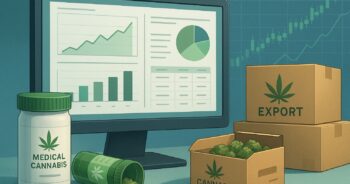 Cannabisbolagets tillväxt visas med diagram och exportlådor