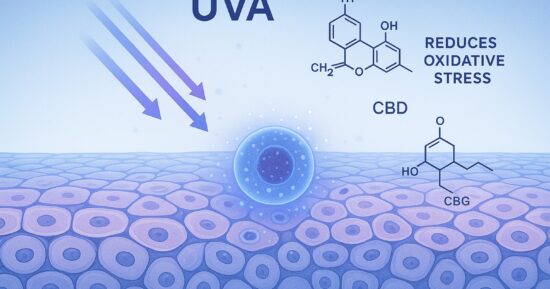 CBD och CBG kan minska UVA-skador i hudceller.