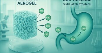 CBD-laddat cellulosamaterial i laboratoriemiljö mot magsårsbakterie