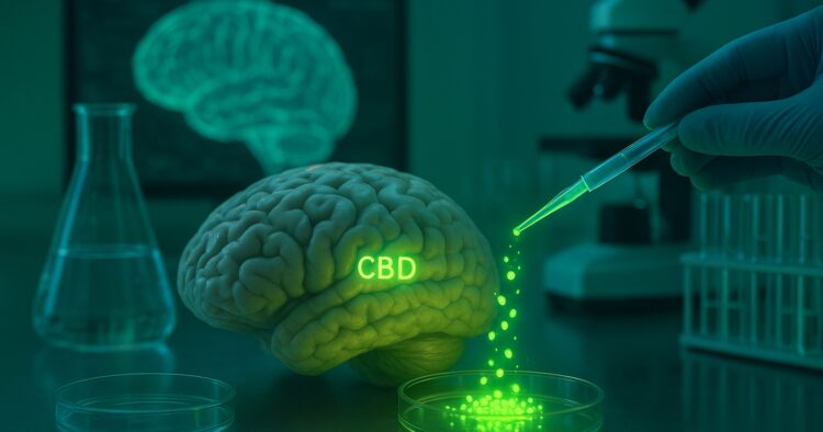 CBD-nanopartiklar i en forskningsillustration för Alzheimers
