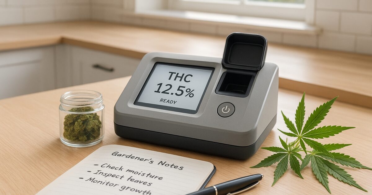 Hjemmetest for THC med bærbar analysator og cannabishøst