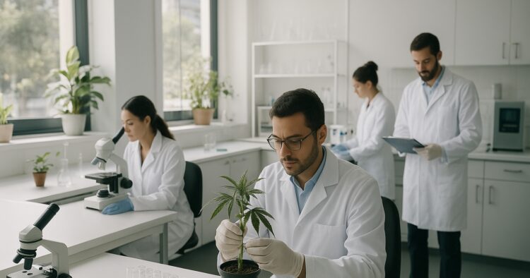 Forskare i ett nytt cannabislabb i Beirut