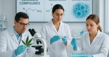 Forskere studerer cannabinoider og kreftceller i laboratoriet